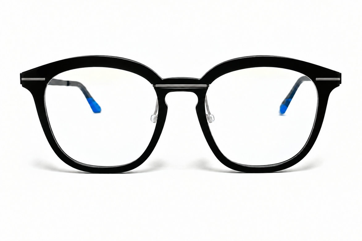 Sartorial 1 NX look into my Eyes - chic style eyeglasses, black aluminum frame with silver details