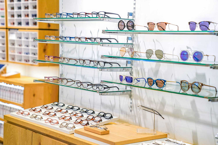 eyewear shop displayrack on wall